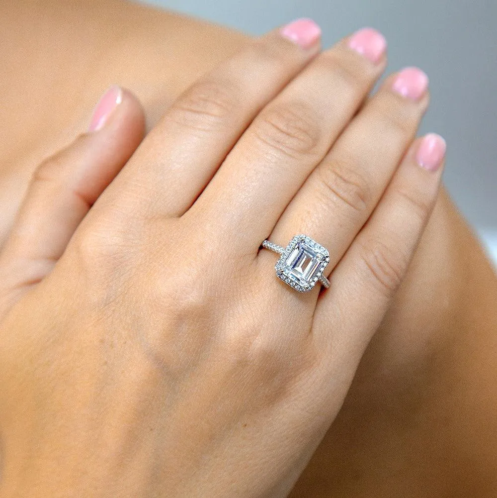 4 Carat Emerald Cut Skinny Ring