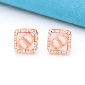 925 Silver Chanel Designer Rose Gold Stud