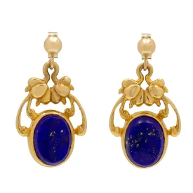 9ct Gold Lapis Lazuli Drop Earrings, 2.00ct.