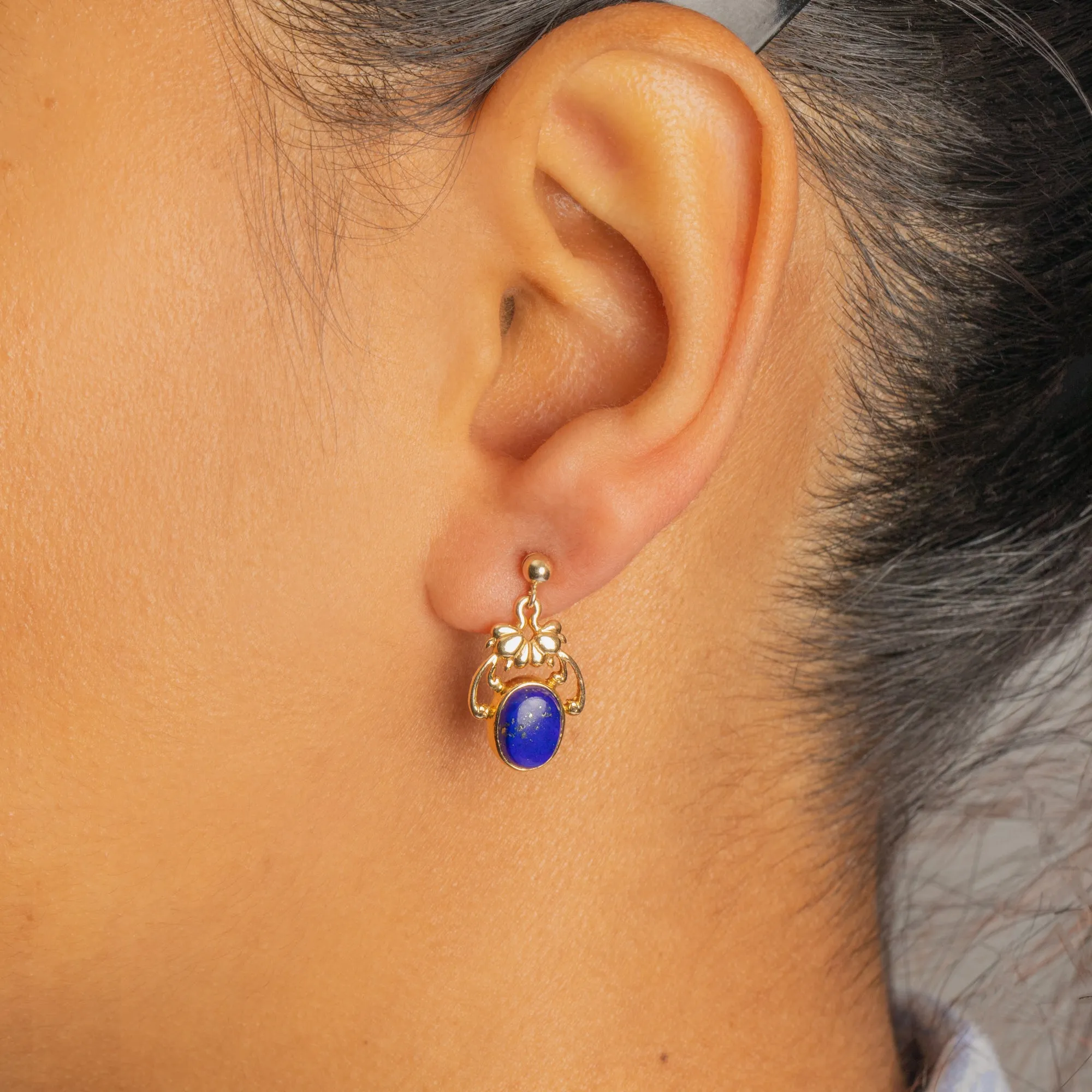 9ct Gold Lapis Lazuli Drop Earrings, 2.00ct.