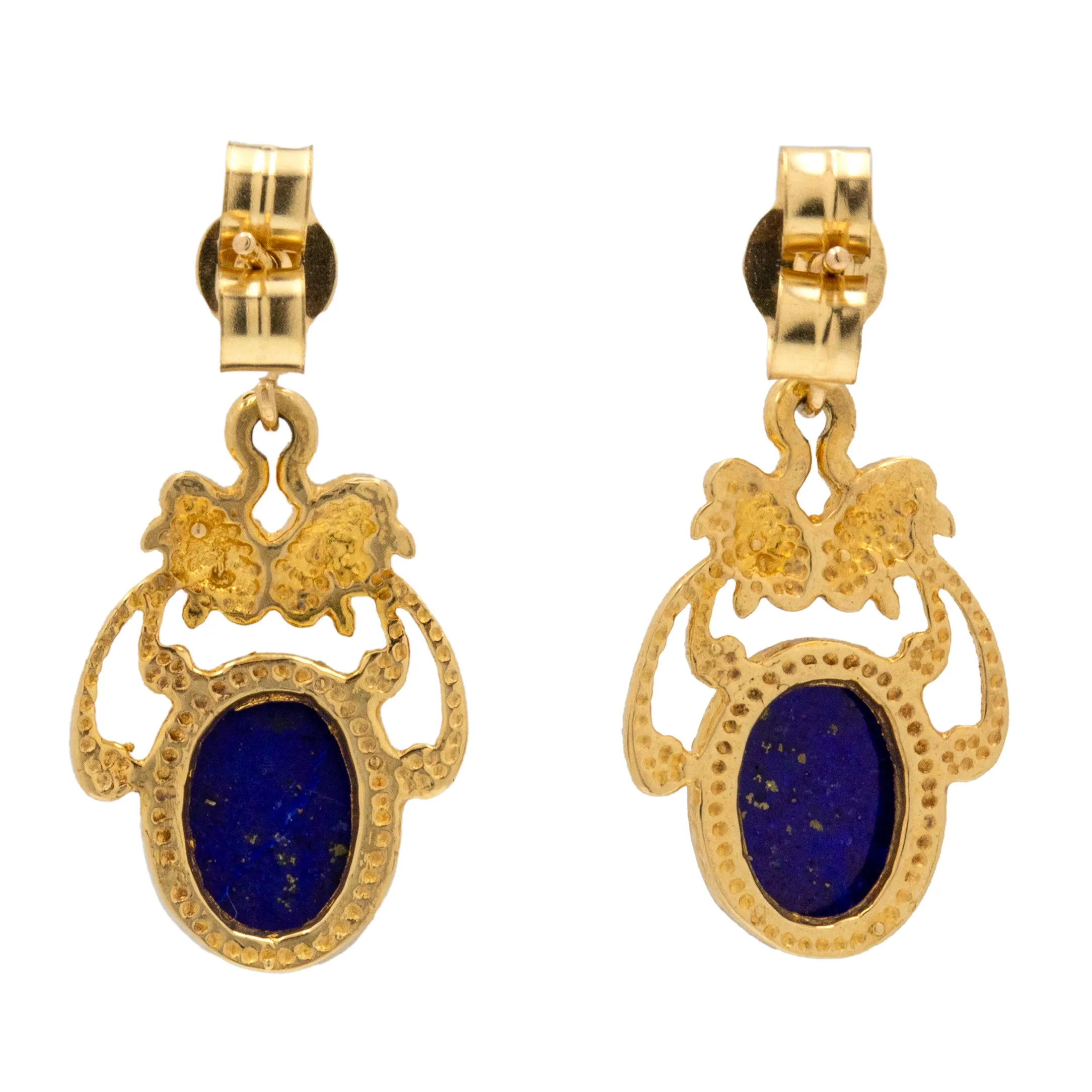 9ct Gold Lapis Lazuli Drop Earrings, 2.00ct.