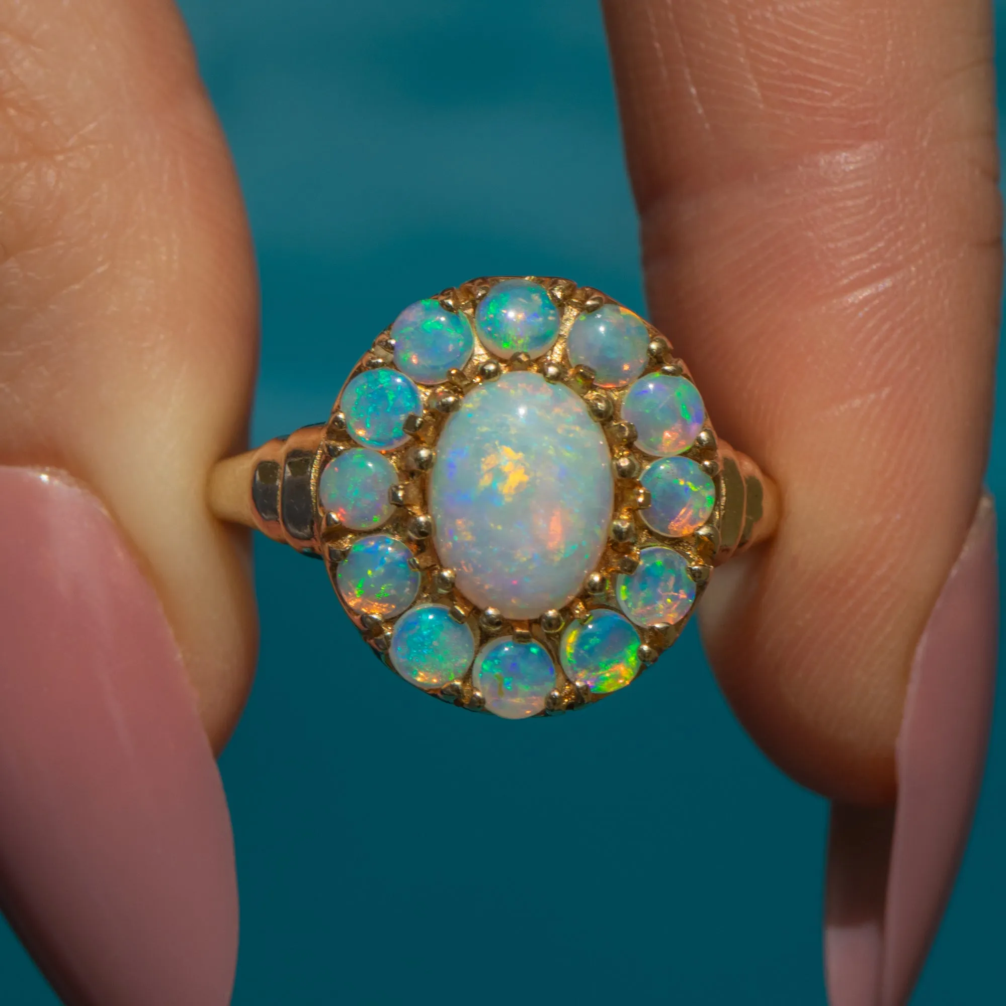 9ct Gold Opal Cluster Ring, 1.45ct