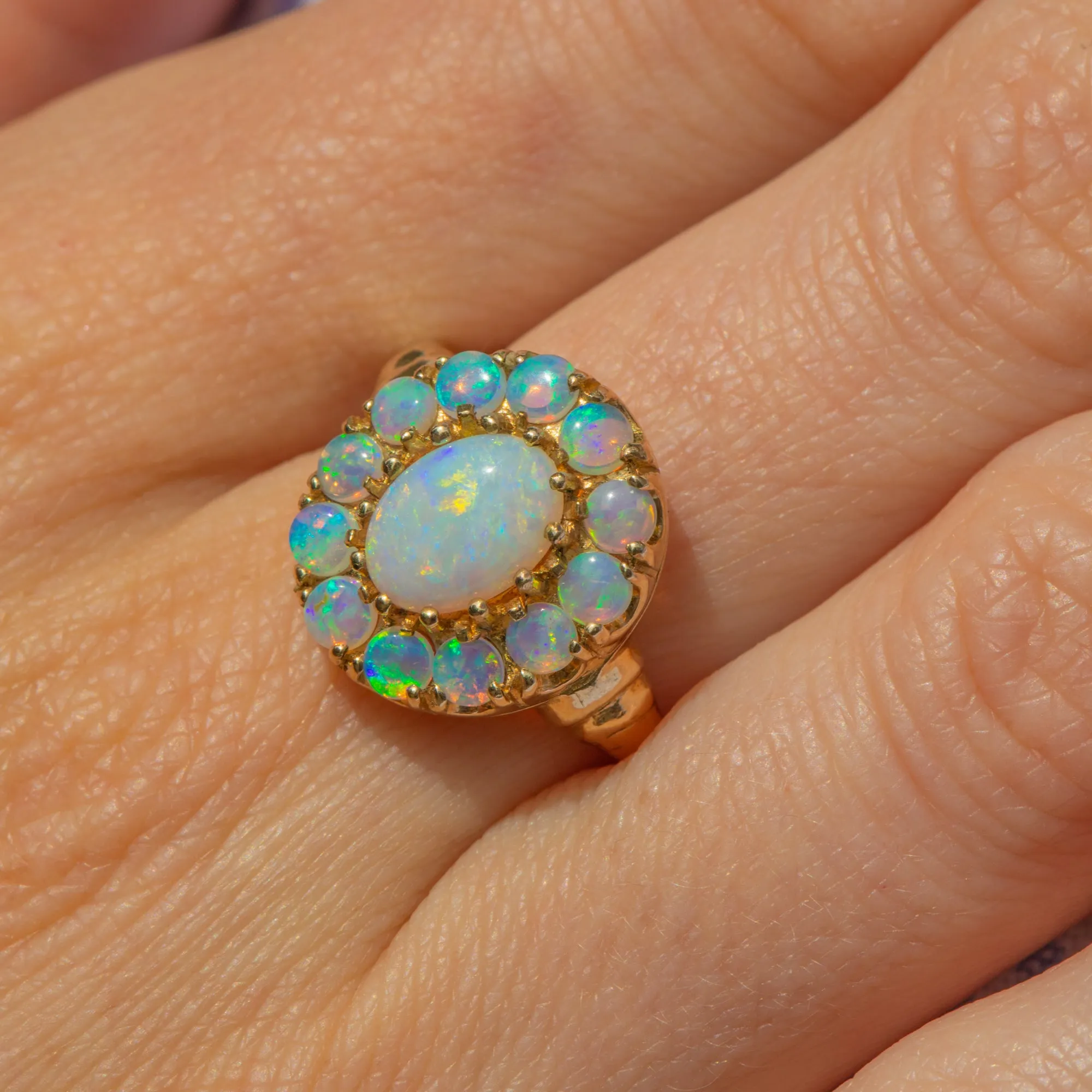 9ct Gold Opal Cluster Ring, 1.45ct