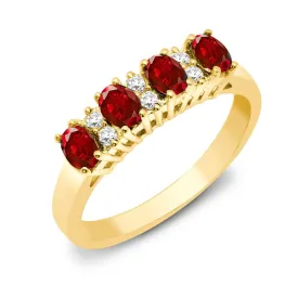 9ct Yellow Gold Diamond And Ruby Ring