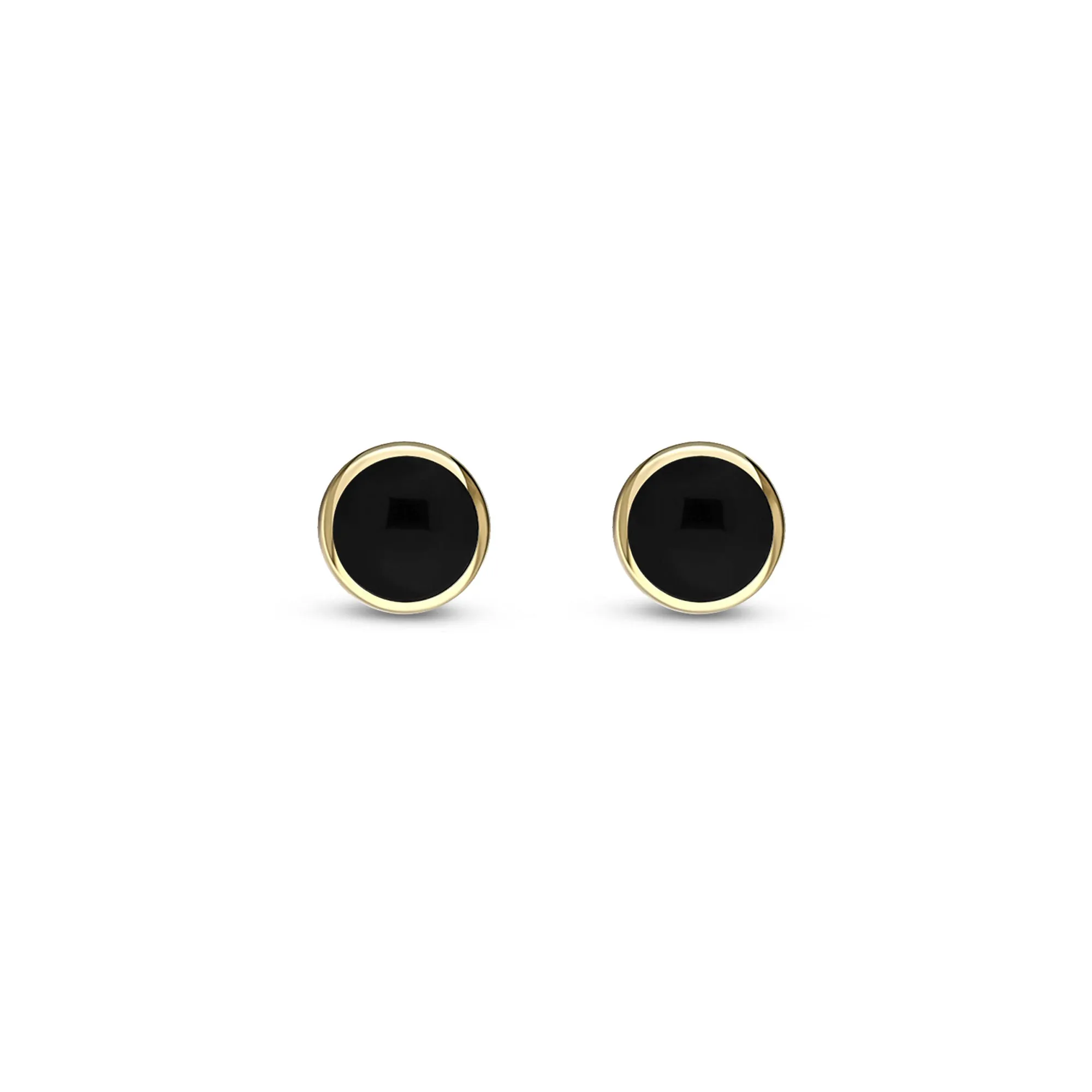 9ct Yellow Gold Whitby Jet 4mm Classic Round Stud Earrings