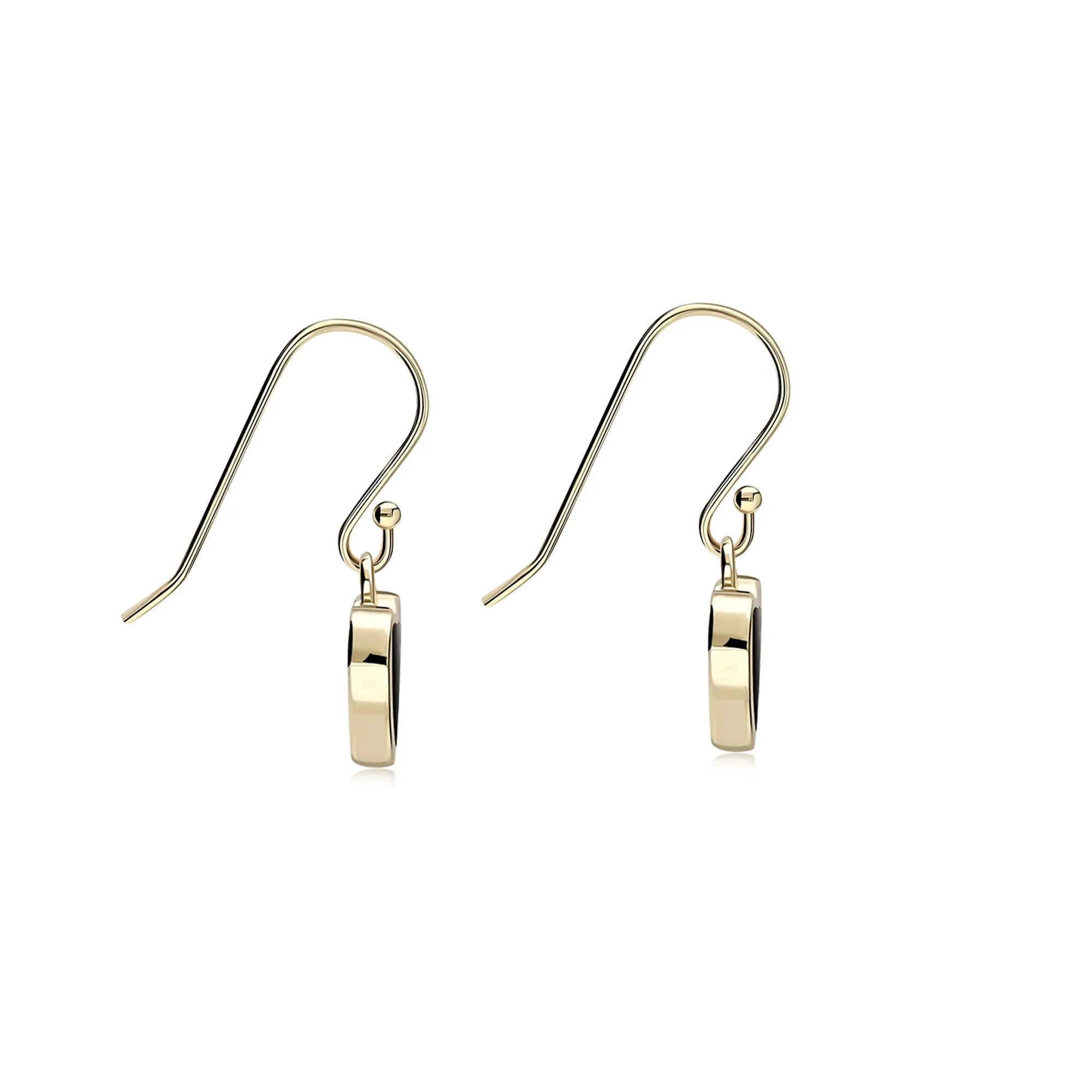 9ct Yellow Gold Whitby Jet Heart Drop Earrings