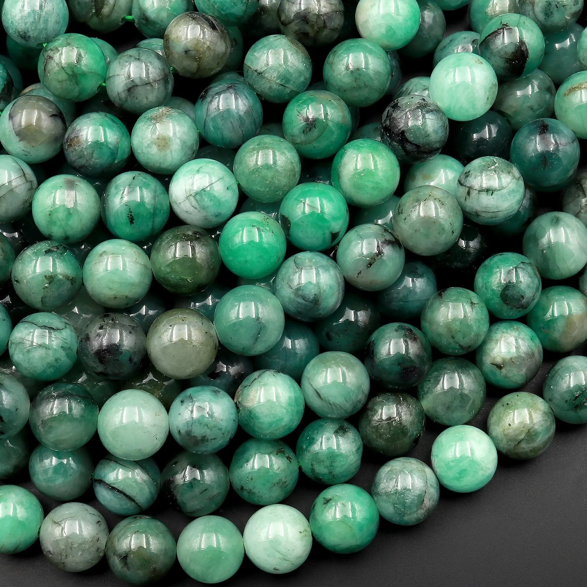 AA Real Genuine 100% Natural Green Emerald 6mm 8mm Round Beads Gemstone May Birthstone 15.5" Strand