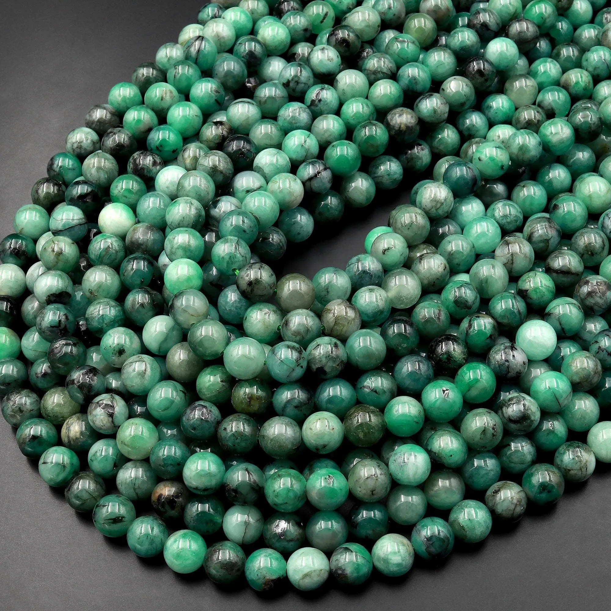 AA Real Genuine 100% Natural Green Emerald 6mm 8mm Round Beads Gemstone May Birthstone 15.5" Strand