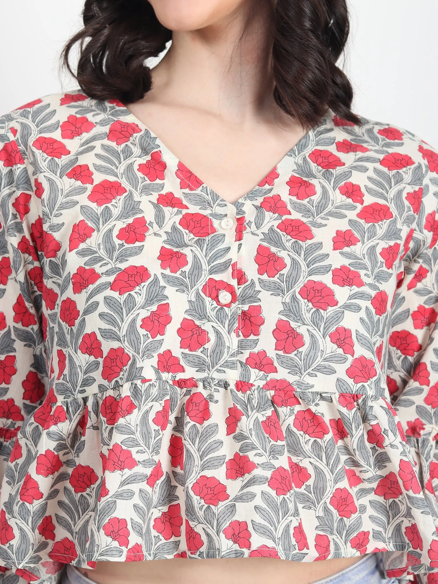 Adele FLORAL Printed RED Top