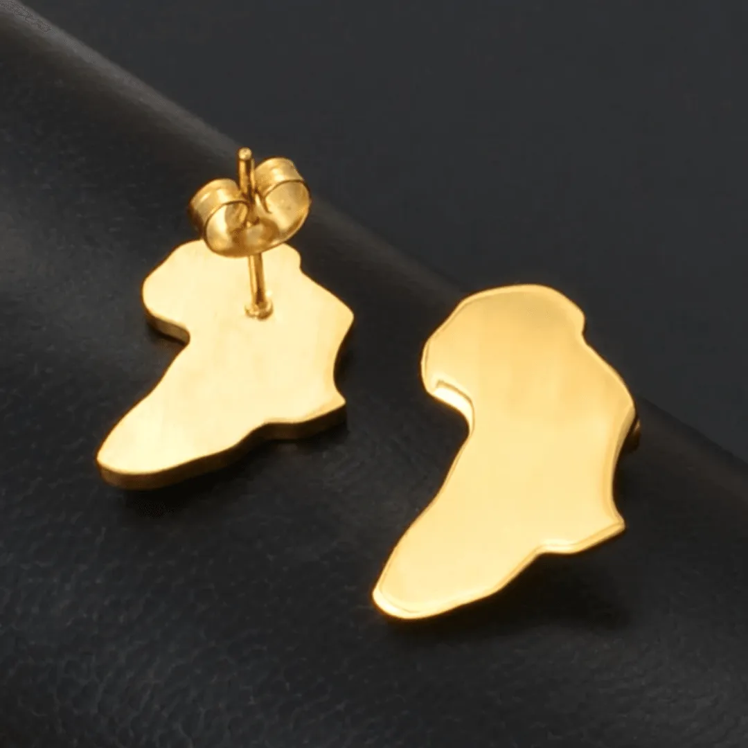 Africa Gold Stud Earrings - 18K Gold Plated