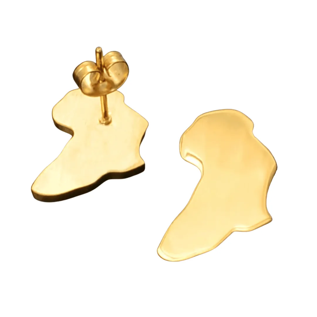 Africa Gold Stud Earrings - 18K Gold Plated