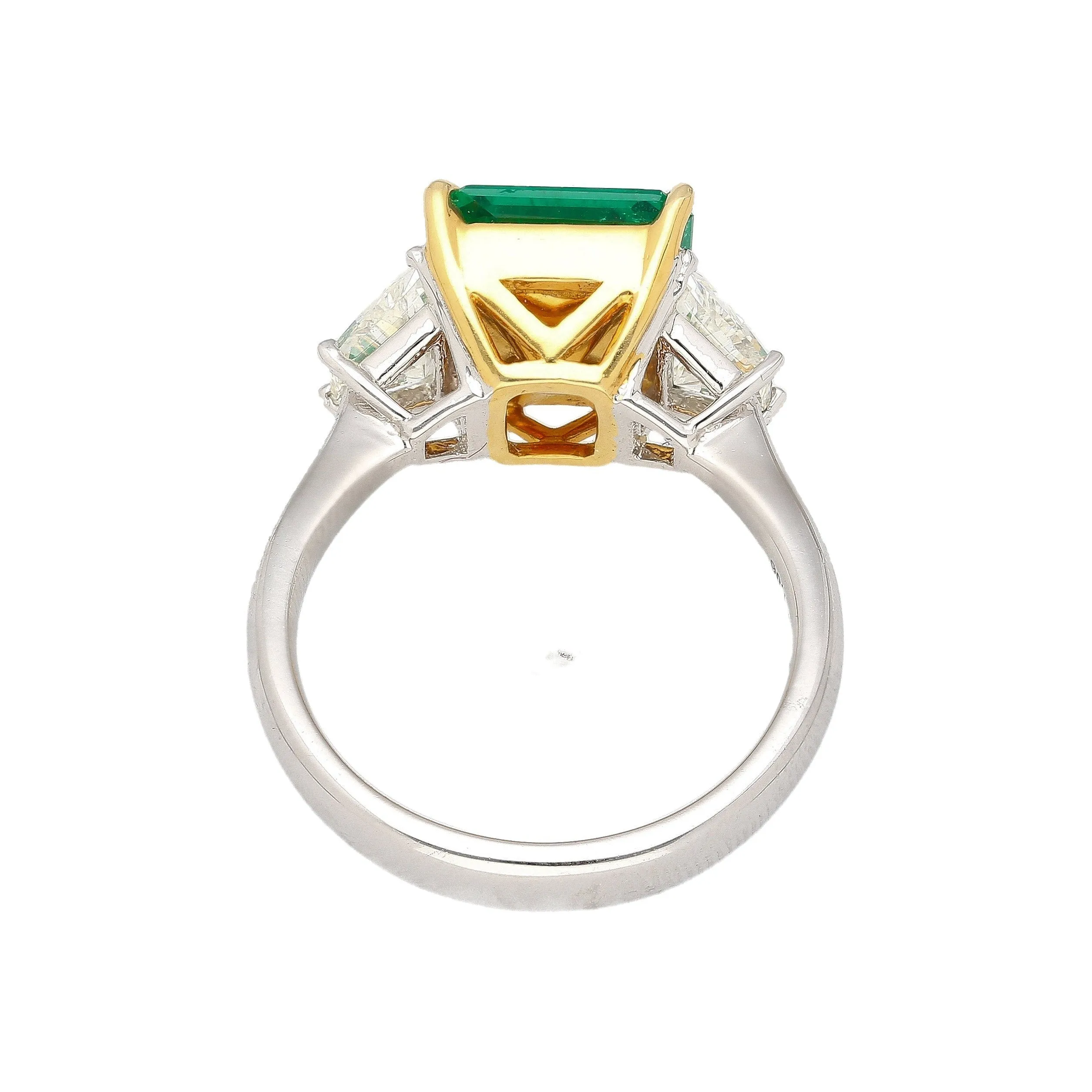 AGL Cert. 2.44 Carat No Oil Colombian Emerald & Trapezoid Diamond Ring