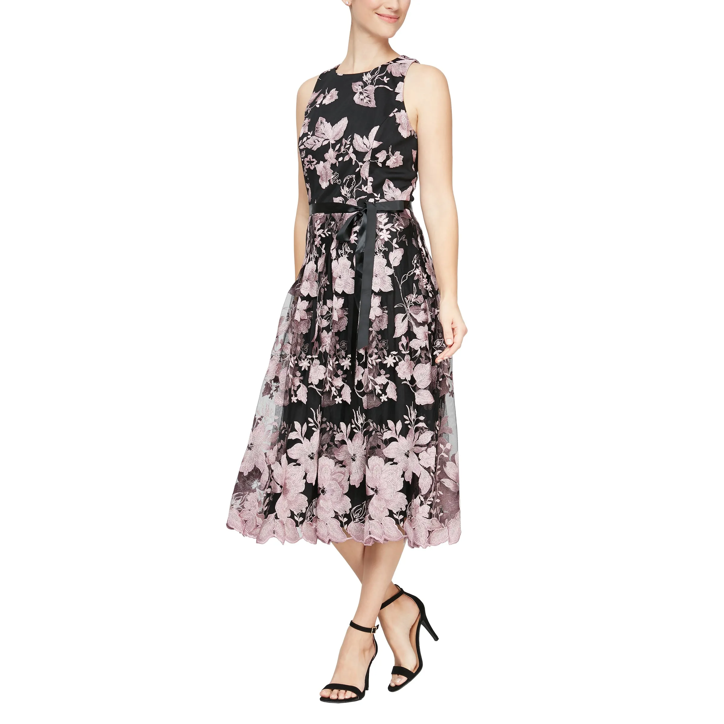 Alex Evenings 51171186 Short Cocktail Midi Length Floral Dress