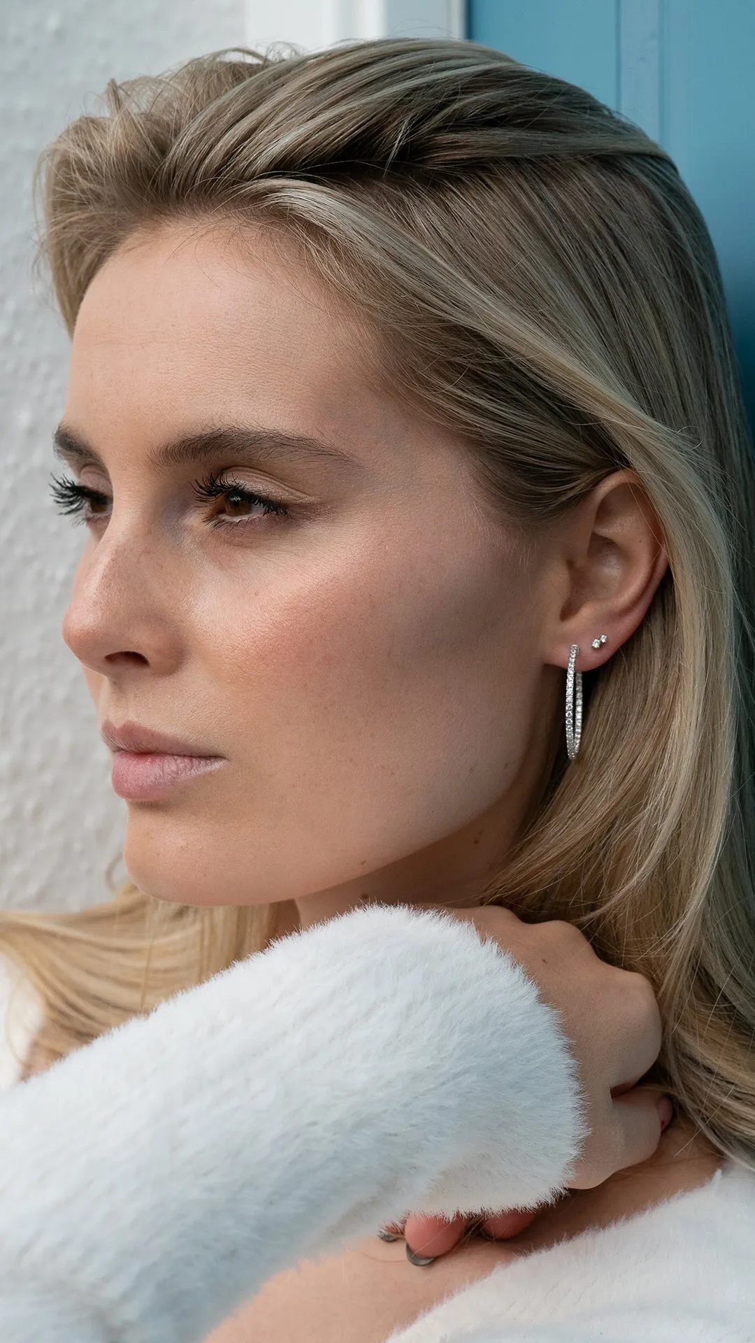 Amaia Medium Hoops White Gold Plated