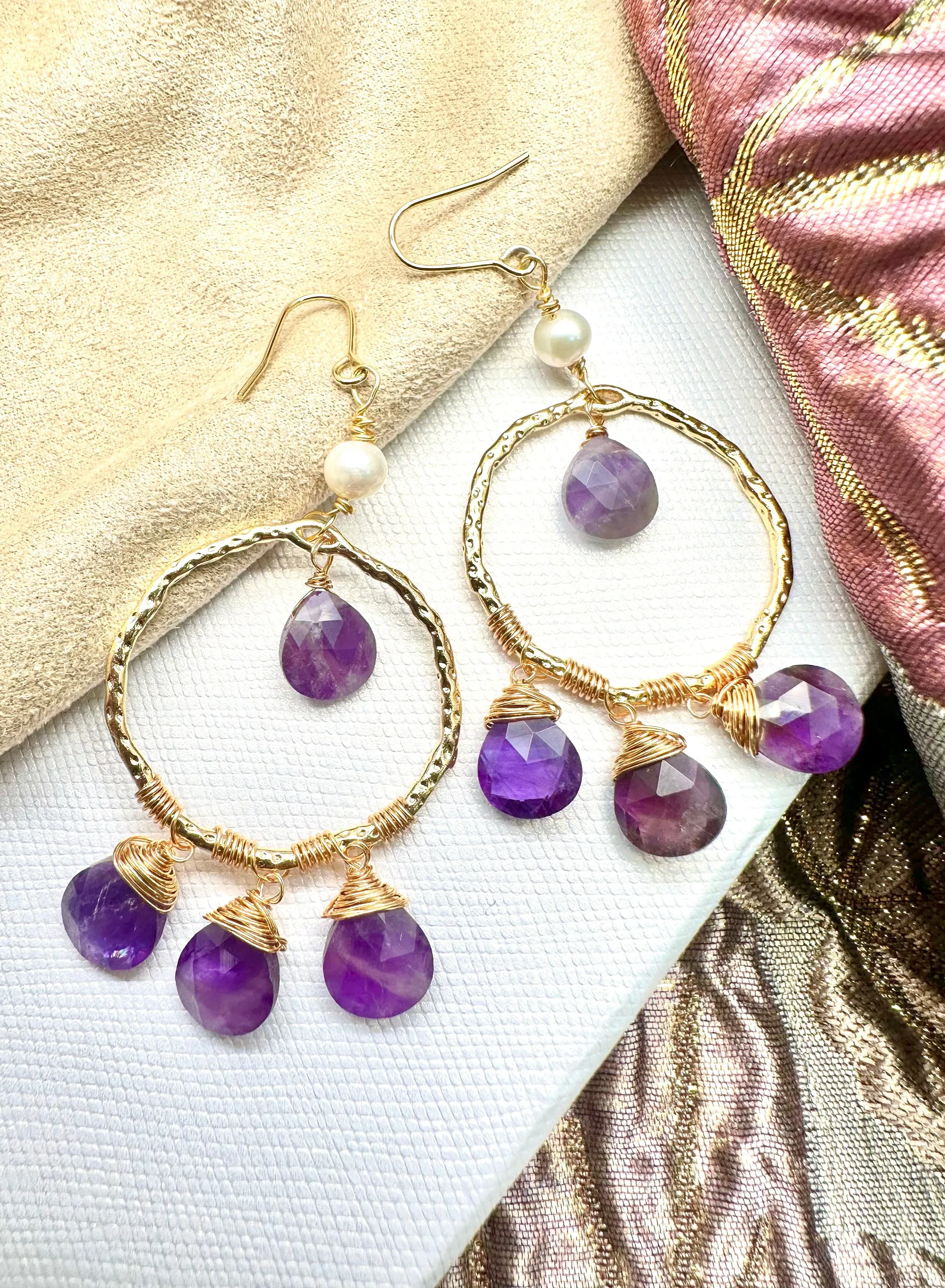 Amethyst Dangle Earrings KE026