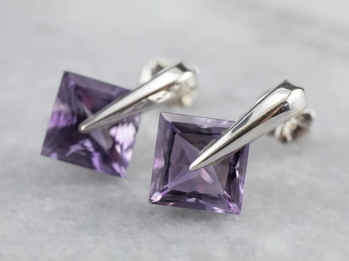 Amethyst White Gold Stud Earrings