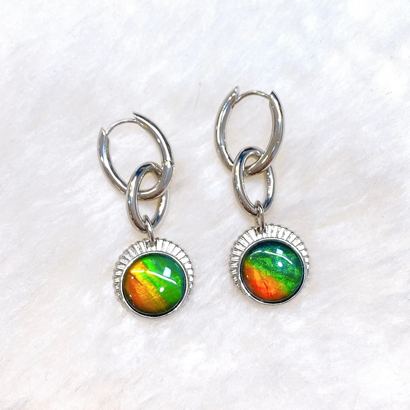 Ammolite Earrings Sterling Silver ORIGINS Chain Link Earrings