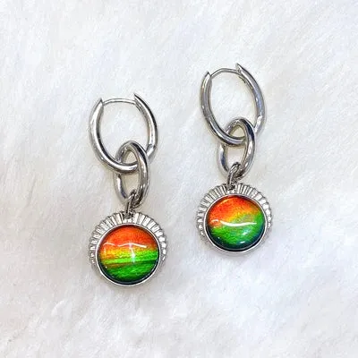 Ammolite Earrings Sterling Silver ORIGINS Chain Link Earrings