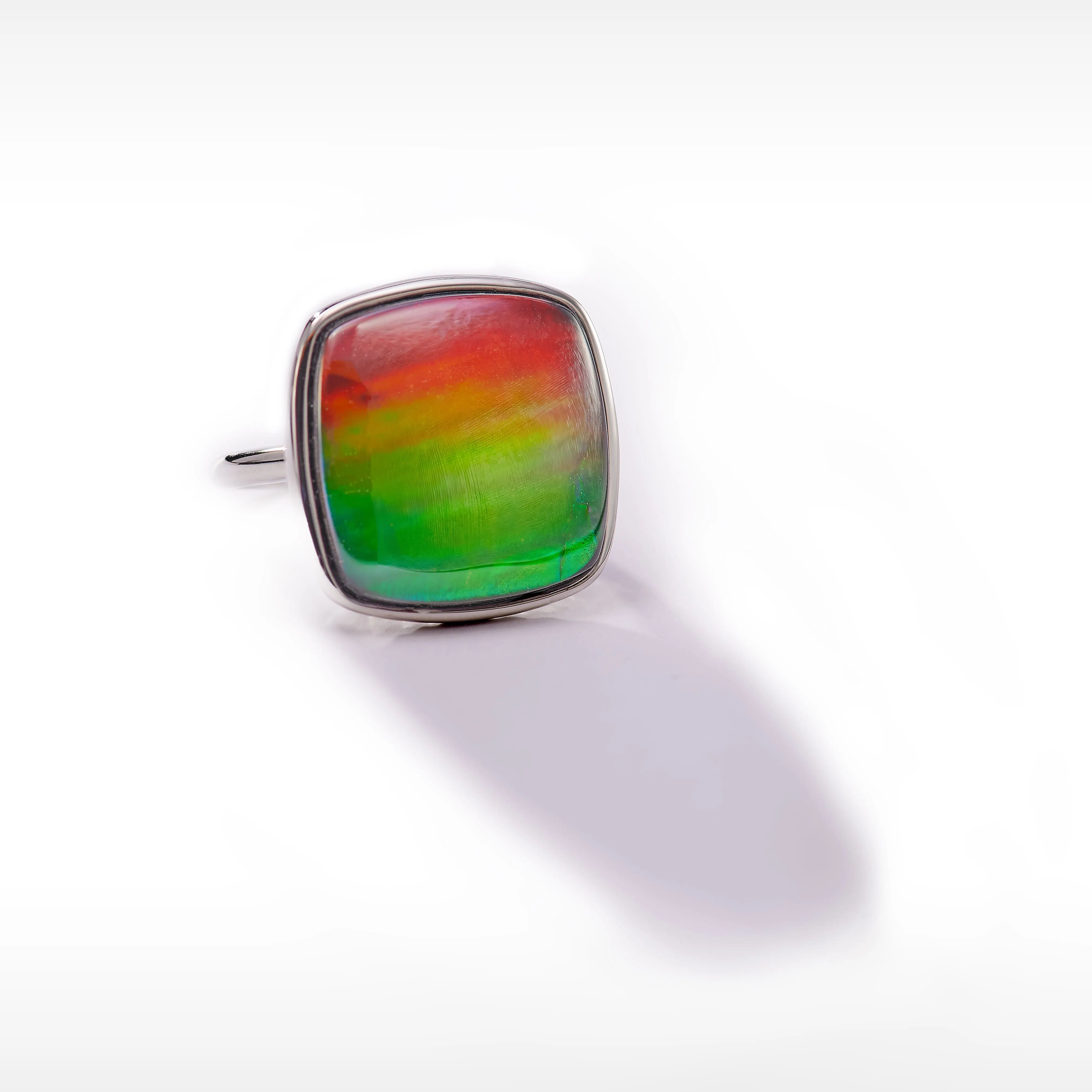 Ammolite Ring Sterling Silver ORIGINS Cushion Ammolite Ring