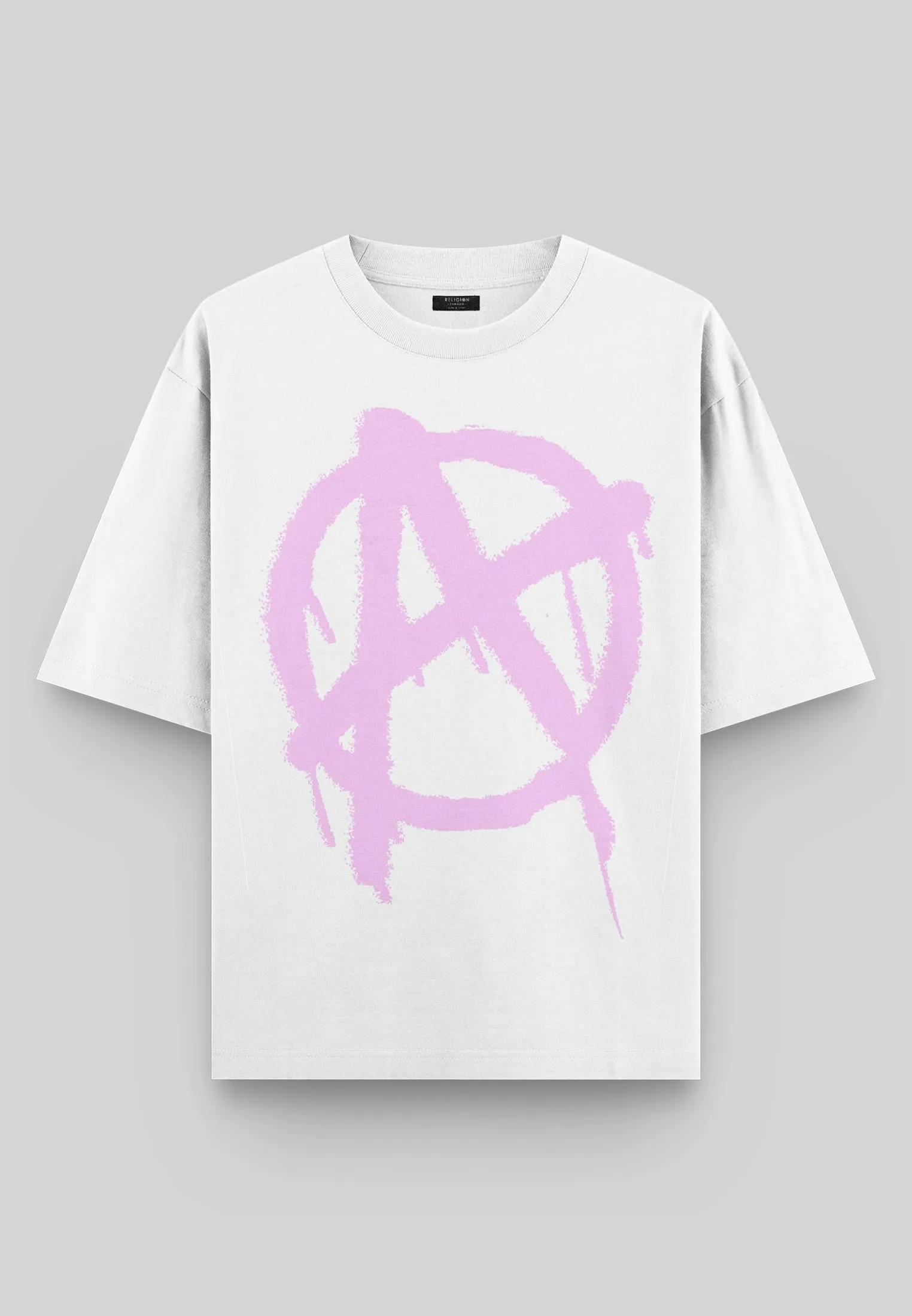 ANARCHY SYMBOL T-SHIRT WHITE & PINK