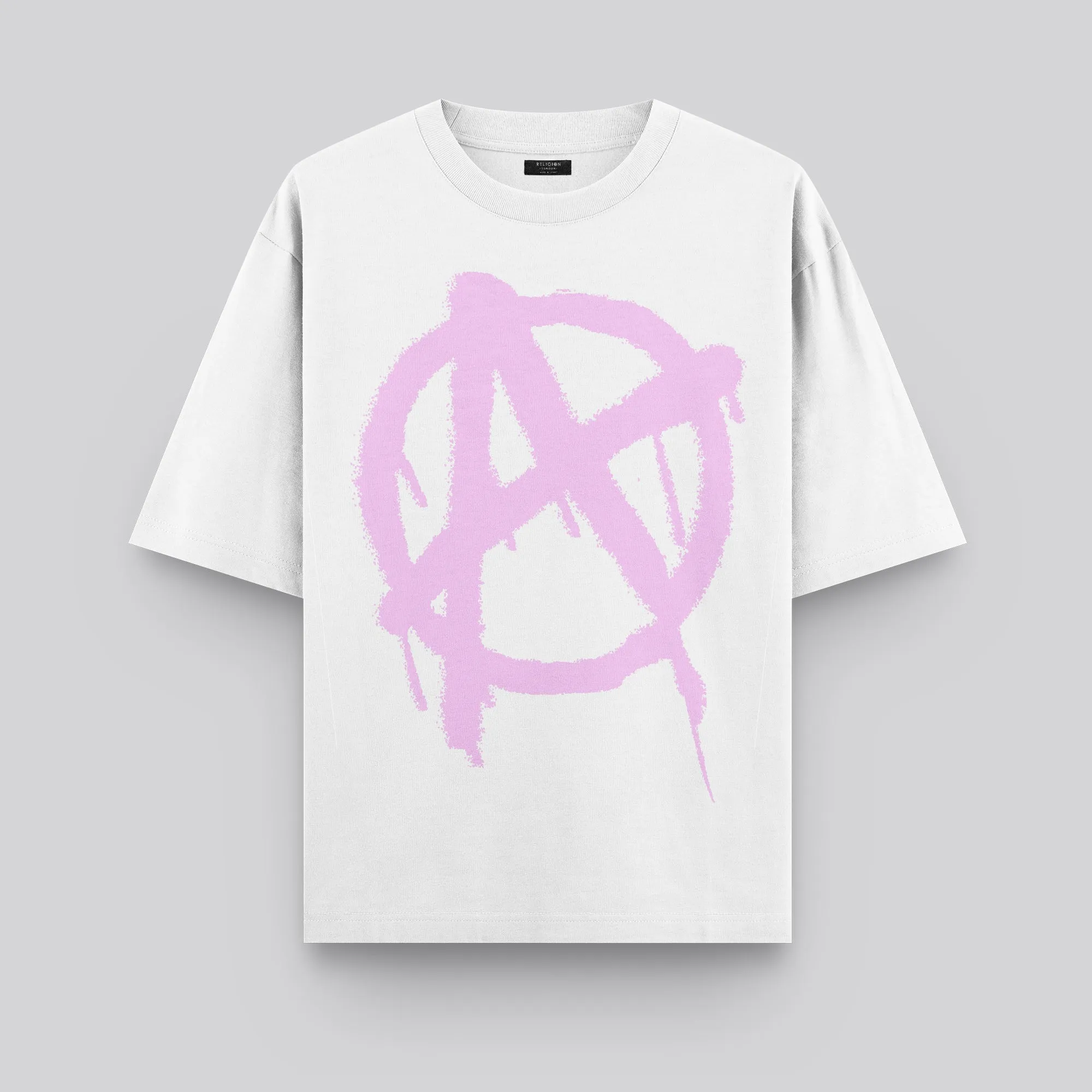 ANARCHY SYMBOL T-SHIRT WHITE & PINK