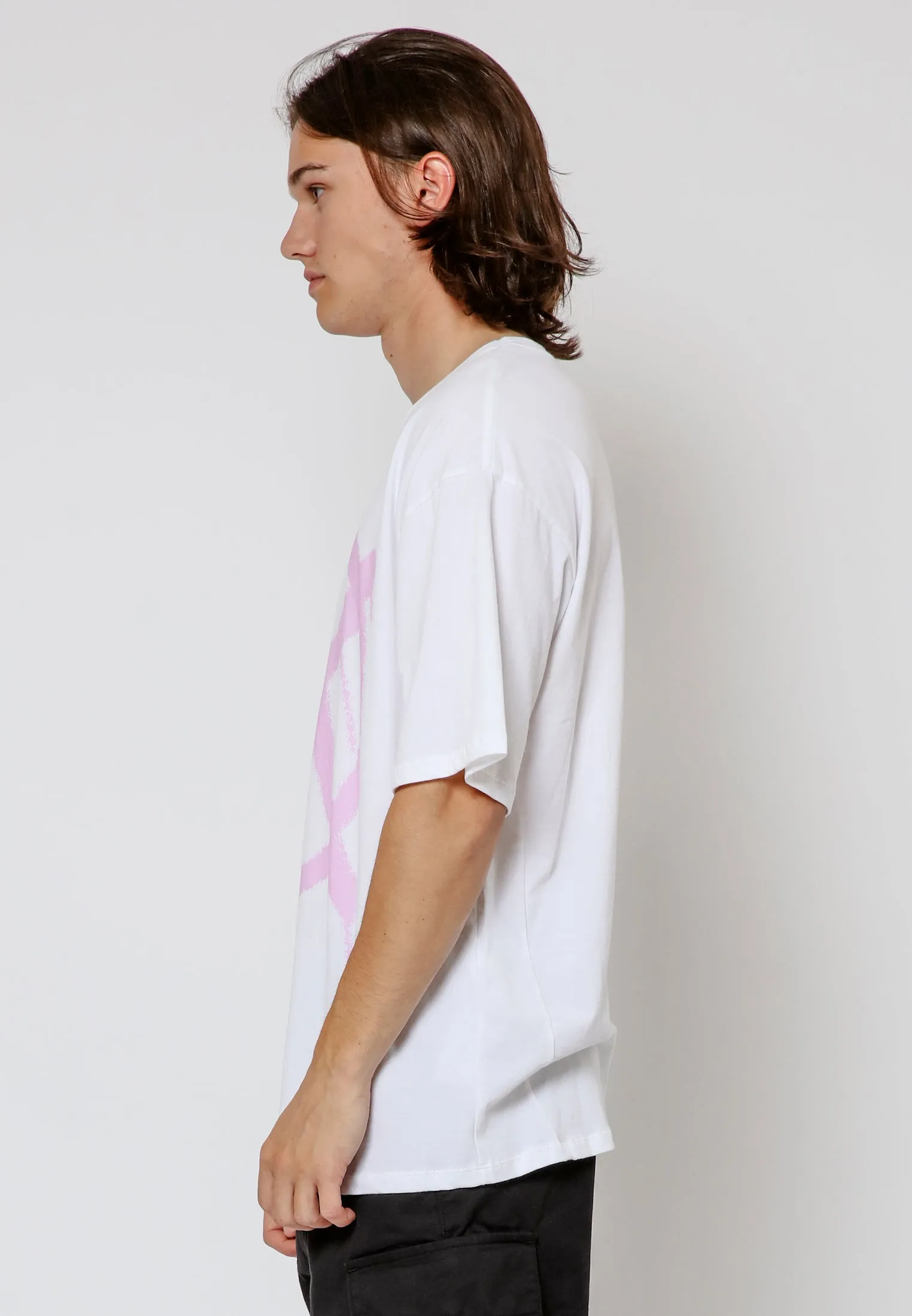 ANARCHY SYMBOL T-SHIRT WHITE & PINK