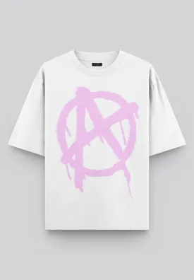 ANARCHY SYMBOL T-SHIRT WHITE & PINK