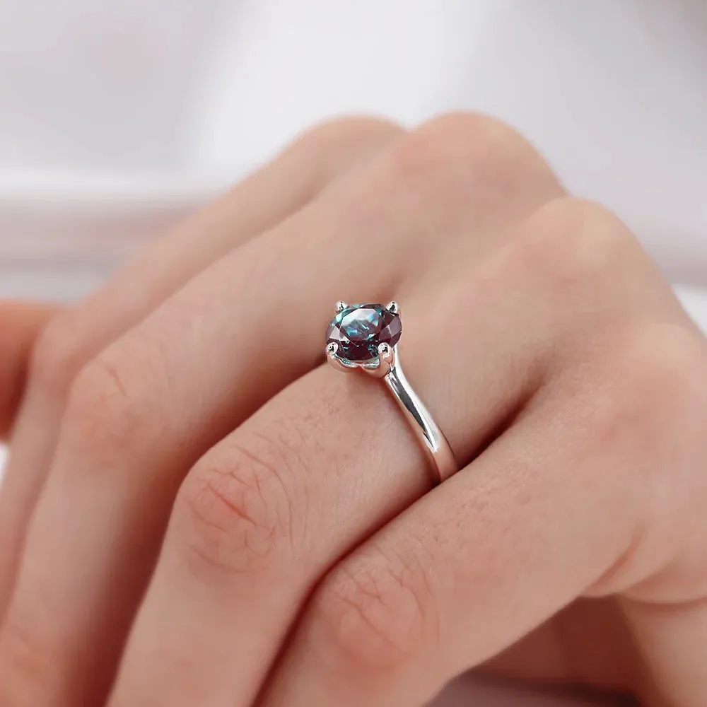 ANNORA - Chatham® Alexandrite Platinum 950 Twist Solitaire Ring