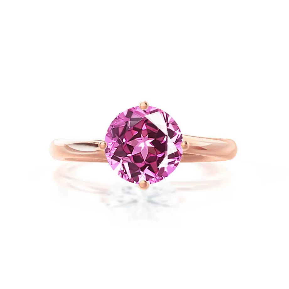 ANNORA - Chatham® Pink Sapphire 18k Rose Gold Twist Solitaire Ring