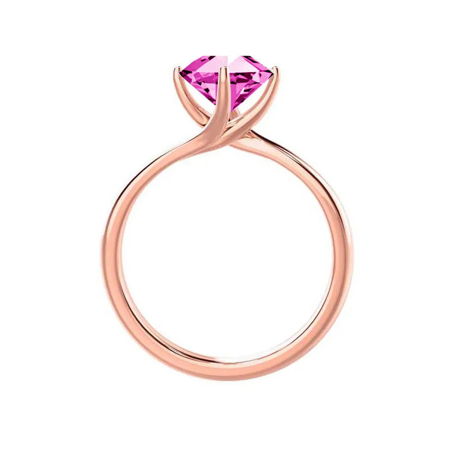 ANNORA - Chatham® Pink Sapphire 18k Rose Gold Twist Solitaire Ring