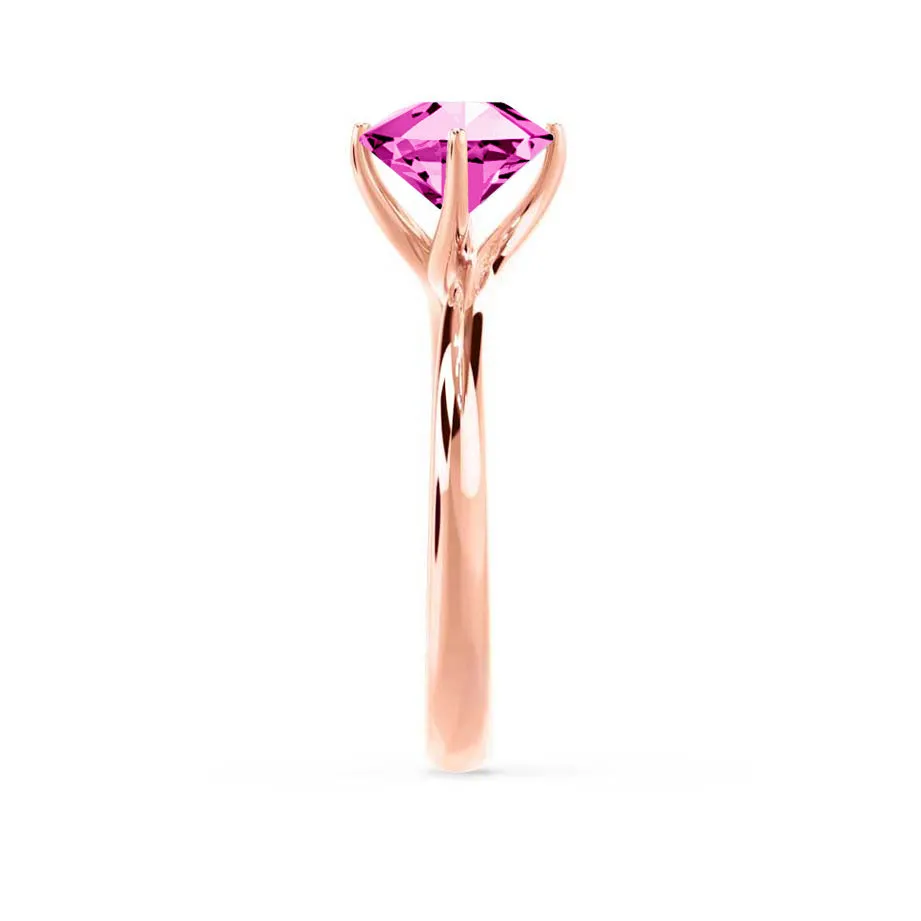 ANNORA - Chatham® Pink Sapphire 18k Rose Gold Twist Solitaire Ring