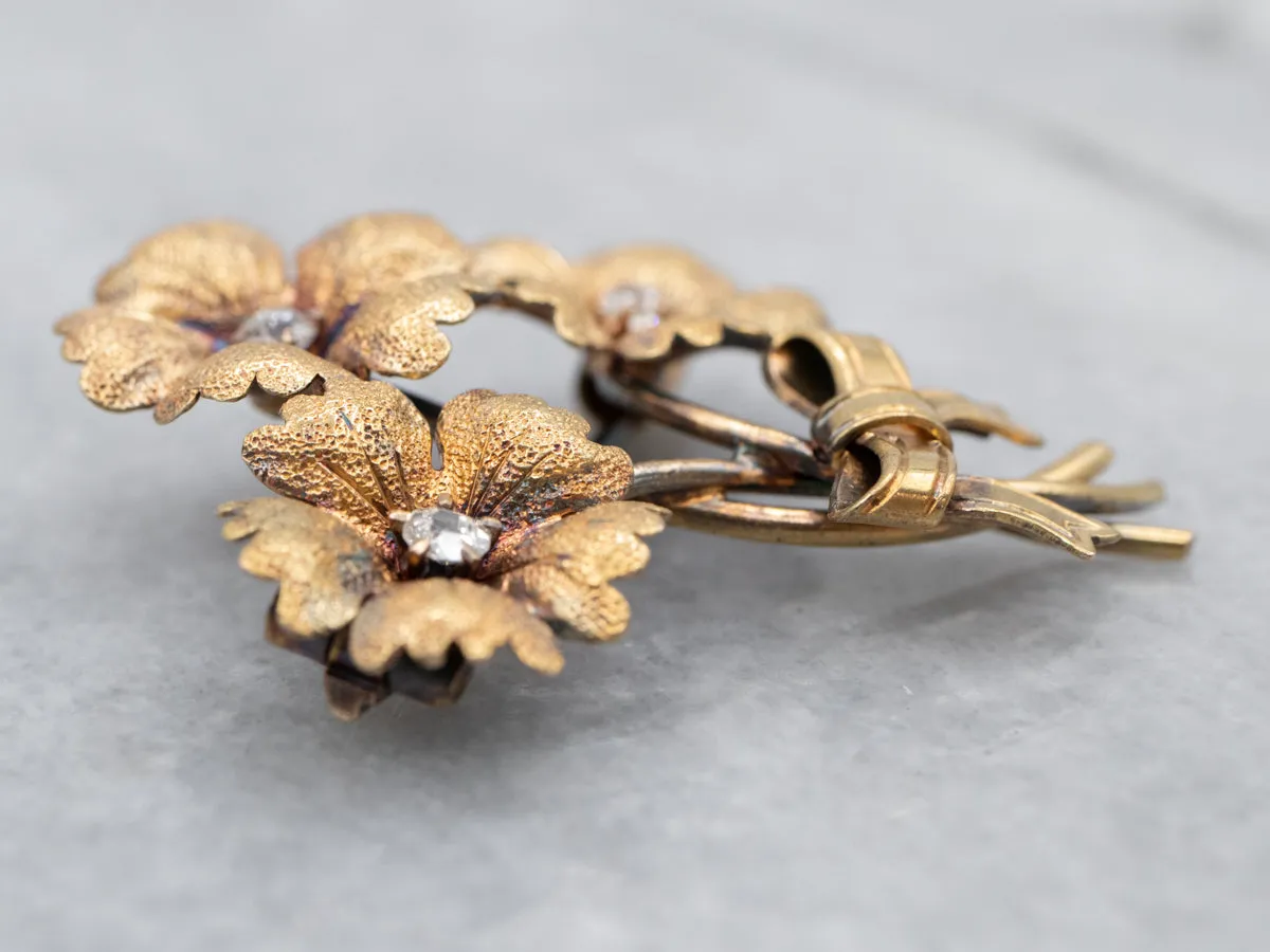 Antique Diamond Flower Bouquet Brooch