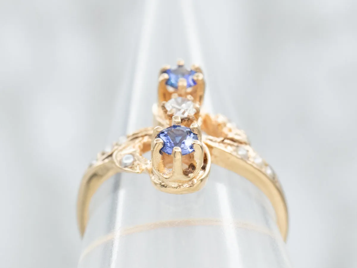 Antique Diamond Sapphire and Seed Pearl Ring