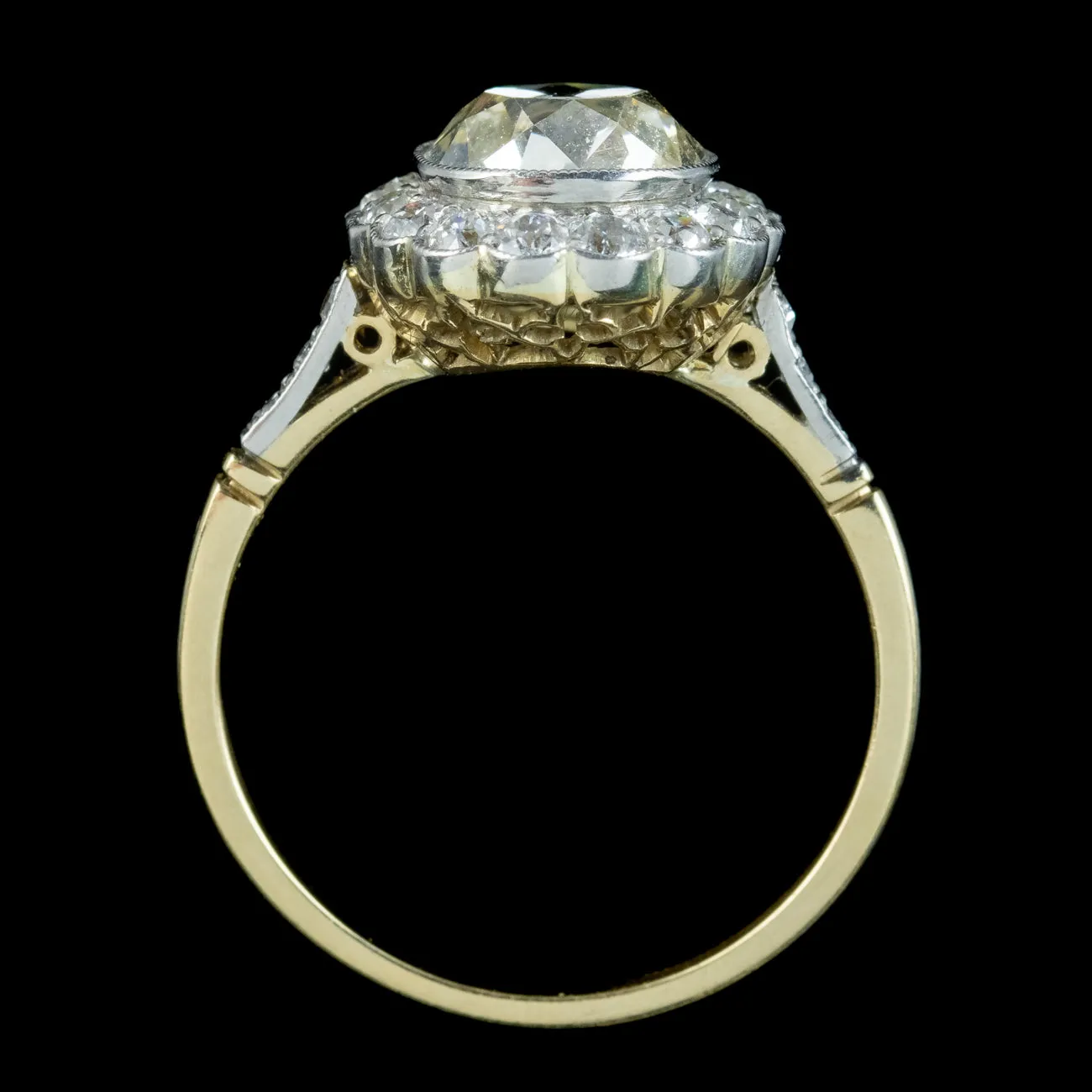 Antique Edwardian Fancy Diamond Cluster Ring 3ct Of Diamond With Cert