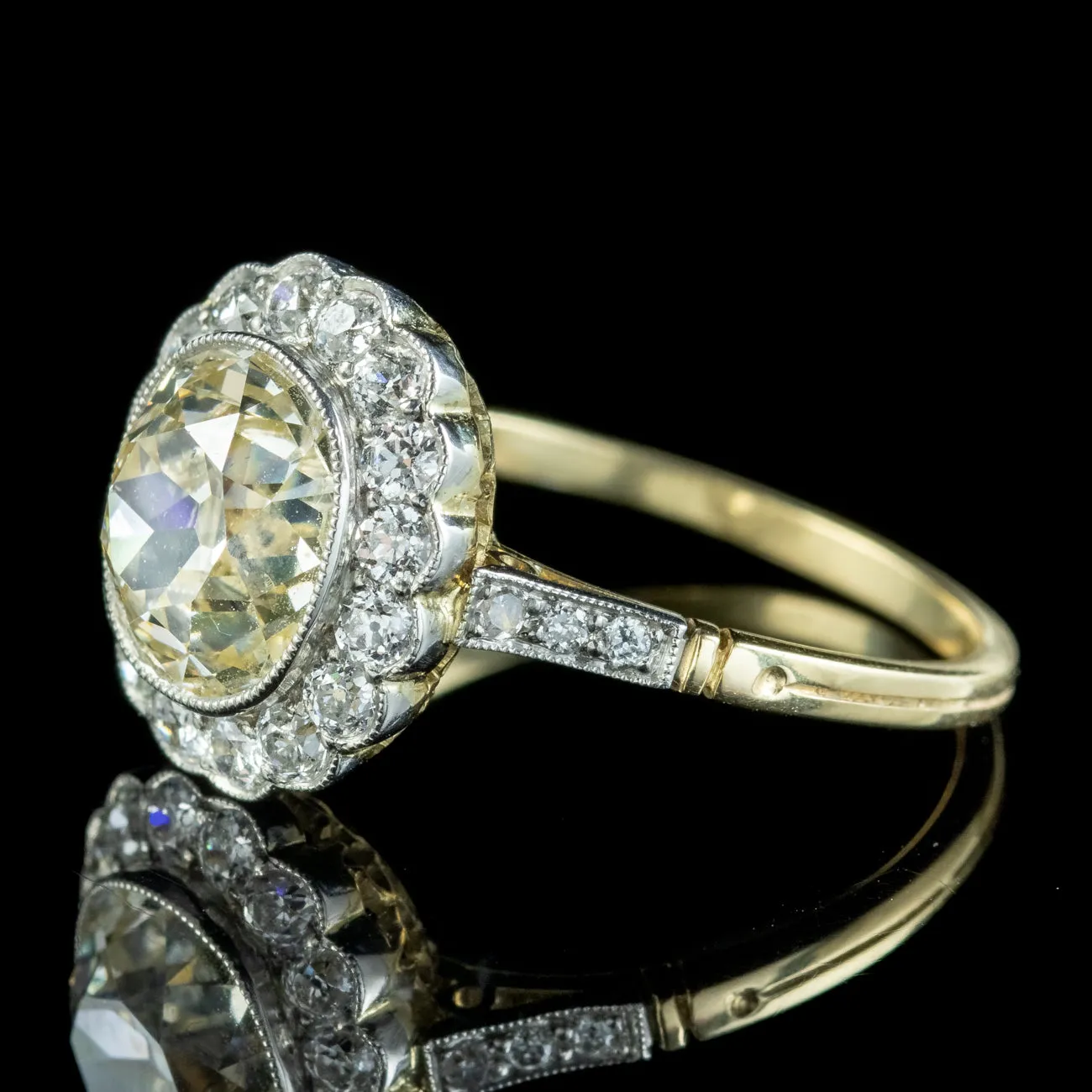 Antique Edwardian Fancy Diamond Cluster Ring 3ct Of Diamond With Cert