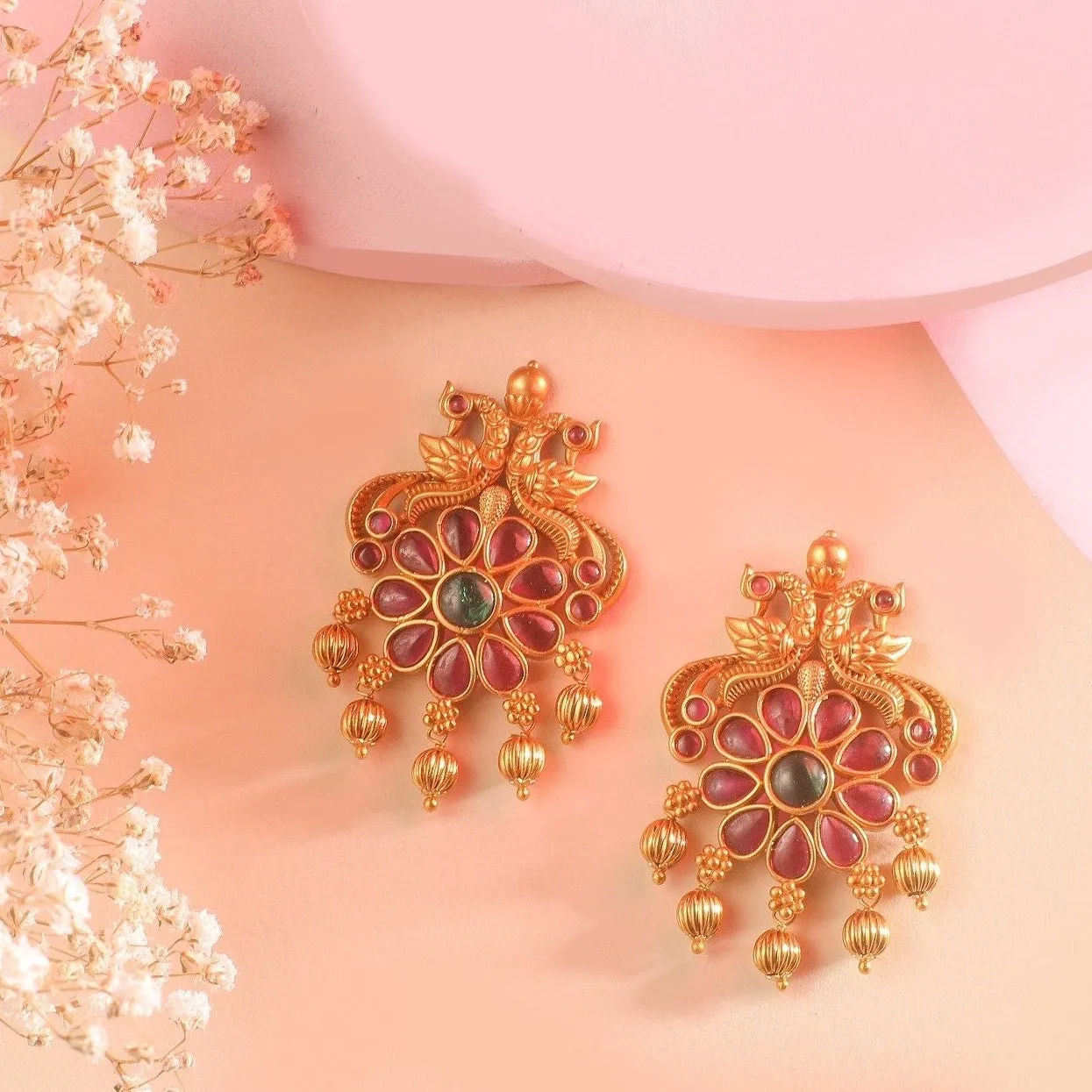 Antique Gold Plated Sania Studs Earrings