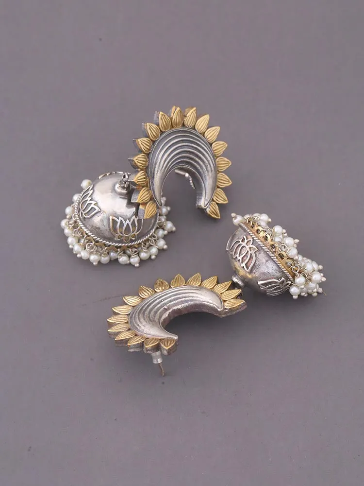 Antique Golden Aasha Oxidised Jhumkis