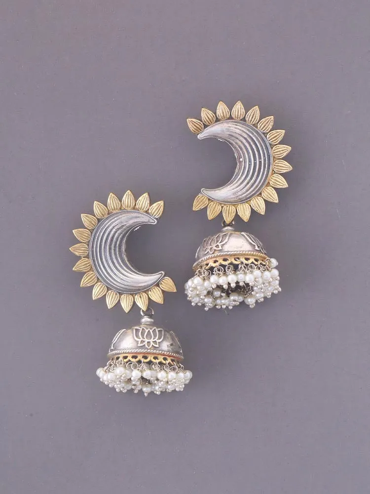 Antique Golden Aasha Oxidised Jhumkis