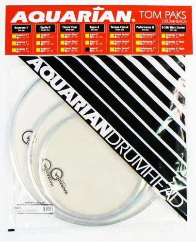 Aquarian S2C-AQUARIAN 3-Pack of Super-2 Tom Tom Drumheads in Clear: 10",12",16"