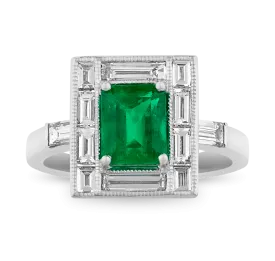 Art Deco-Style Emerald Ring, 1.46 carats