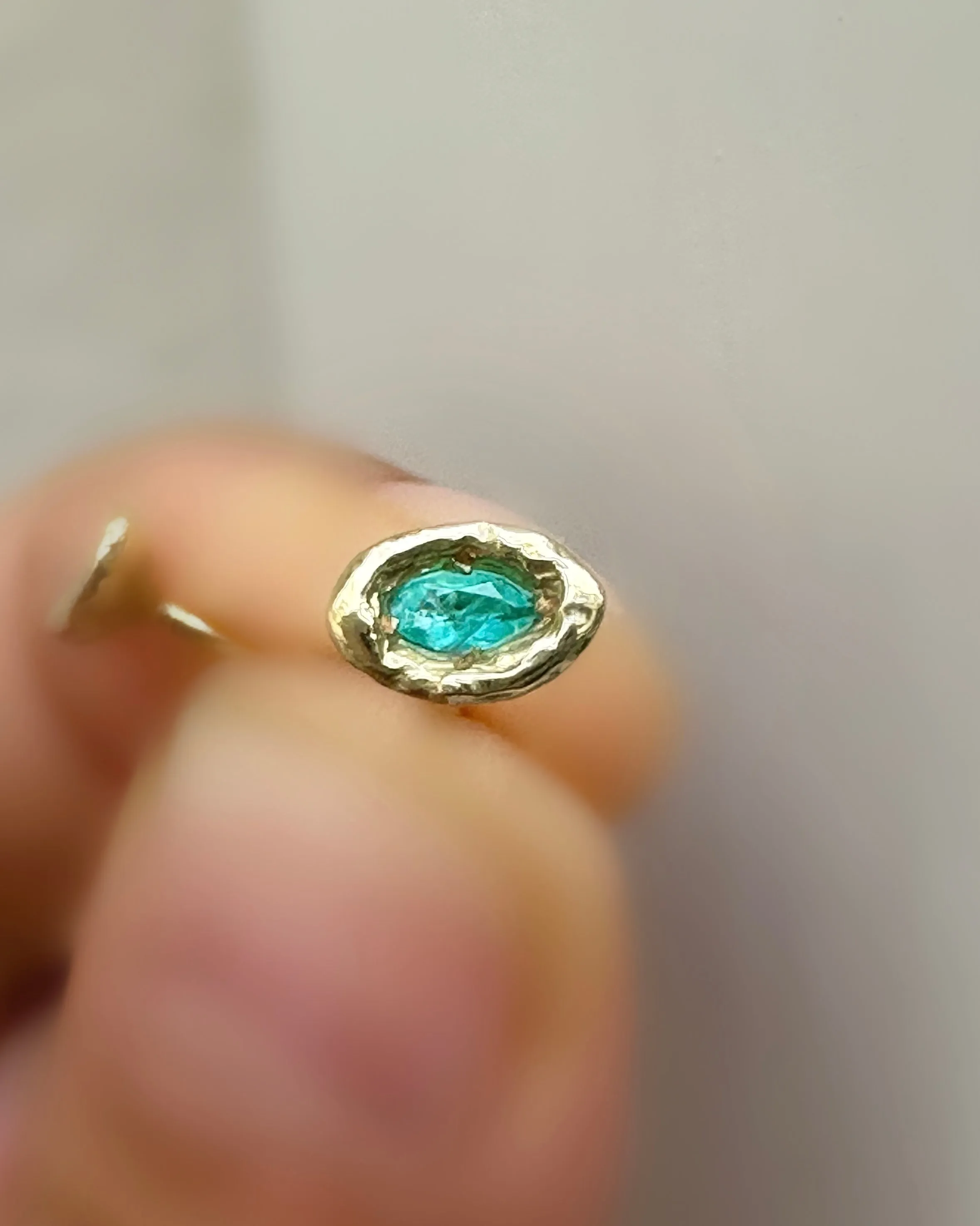 Atlantis Eyes 18K Yellow Gold Natural Brazilian Paraiba Neon Blue Tourmaline Marquise