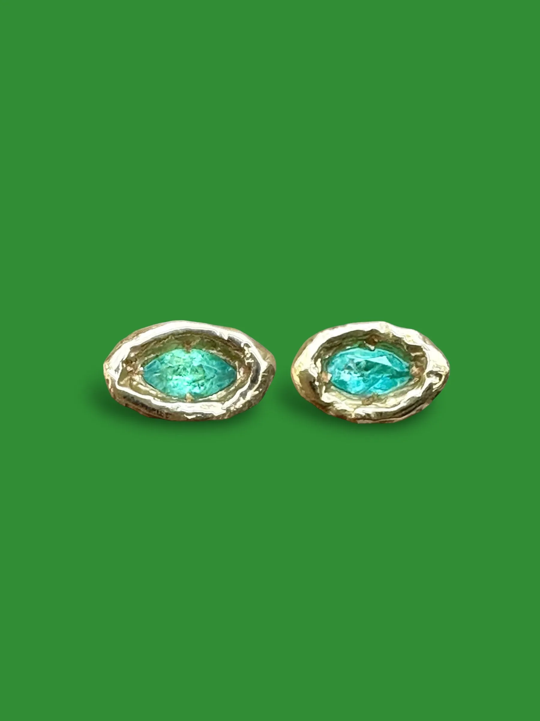 Atlantis Eyes 18K Yellow Gold Natural Brazilian Paraiba Neon Blue Tourmaline Marquise