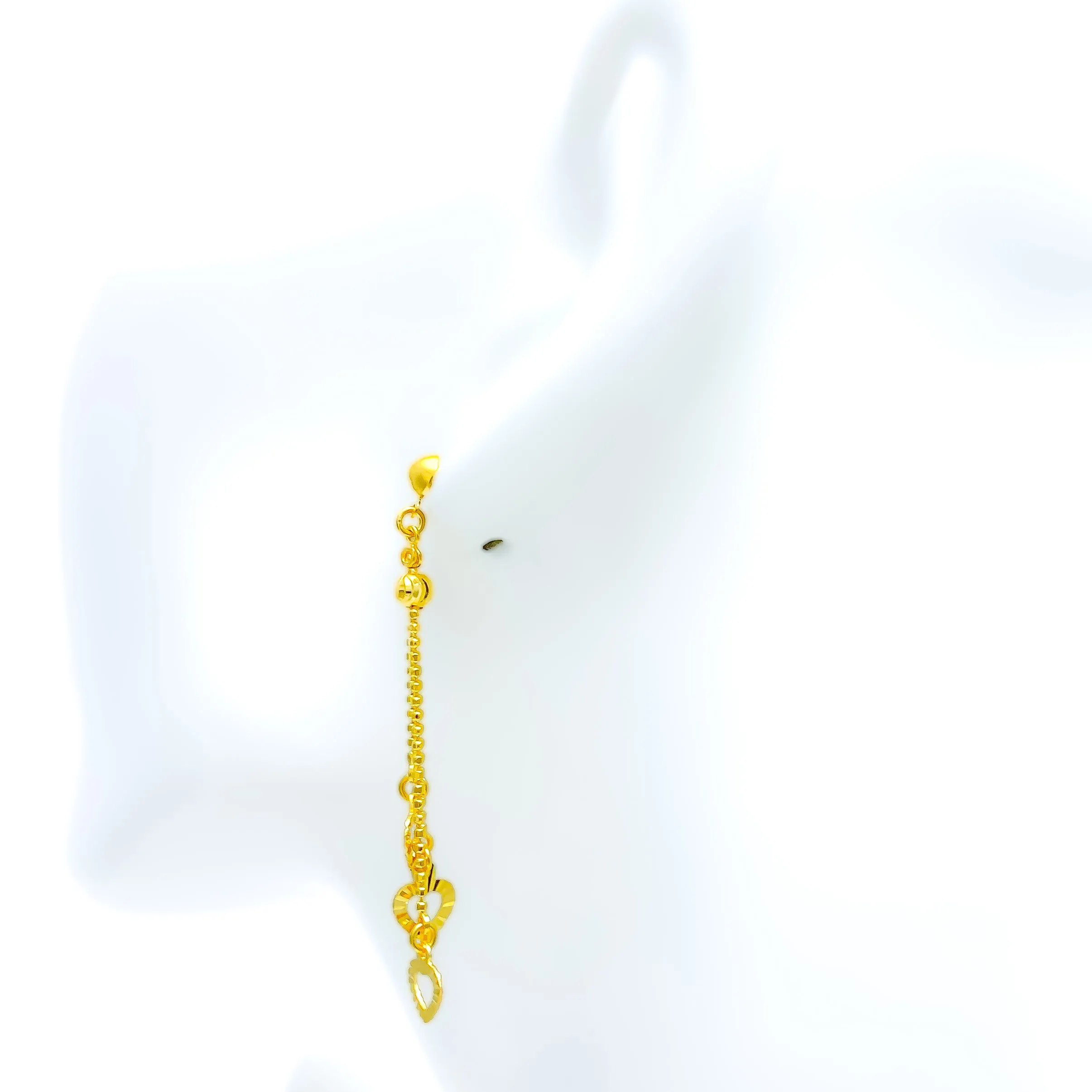 Attractive Dangling Heart 22k Gold Earrings