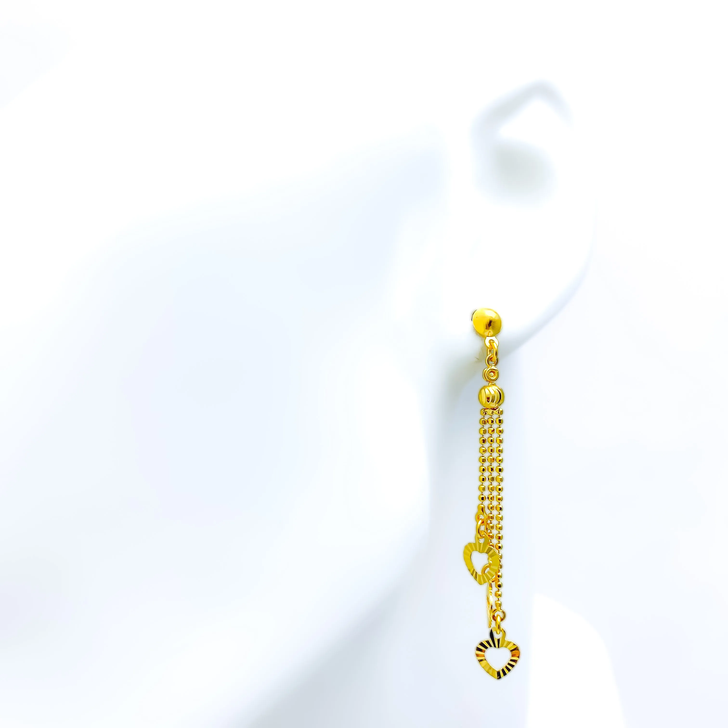 Attractive Dangling Heart 22k Gold Earrings