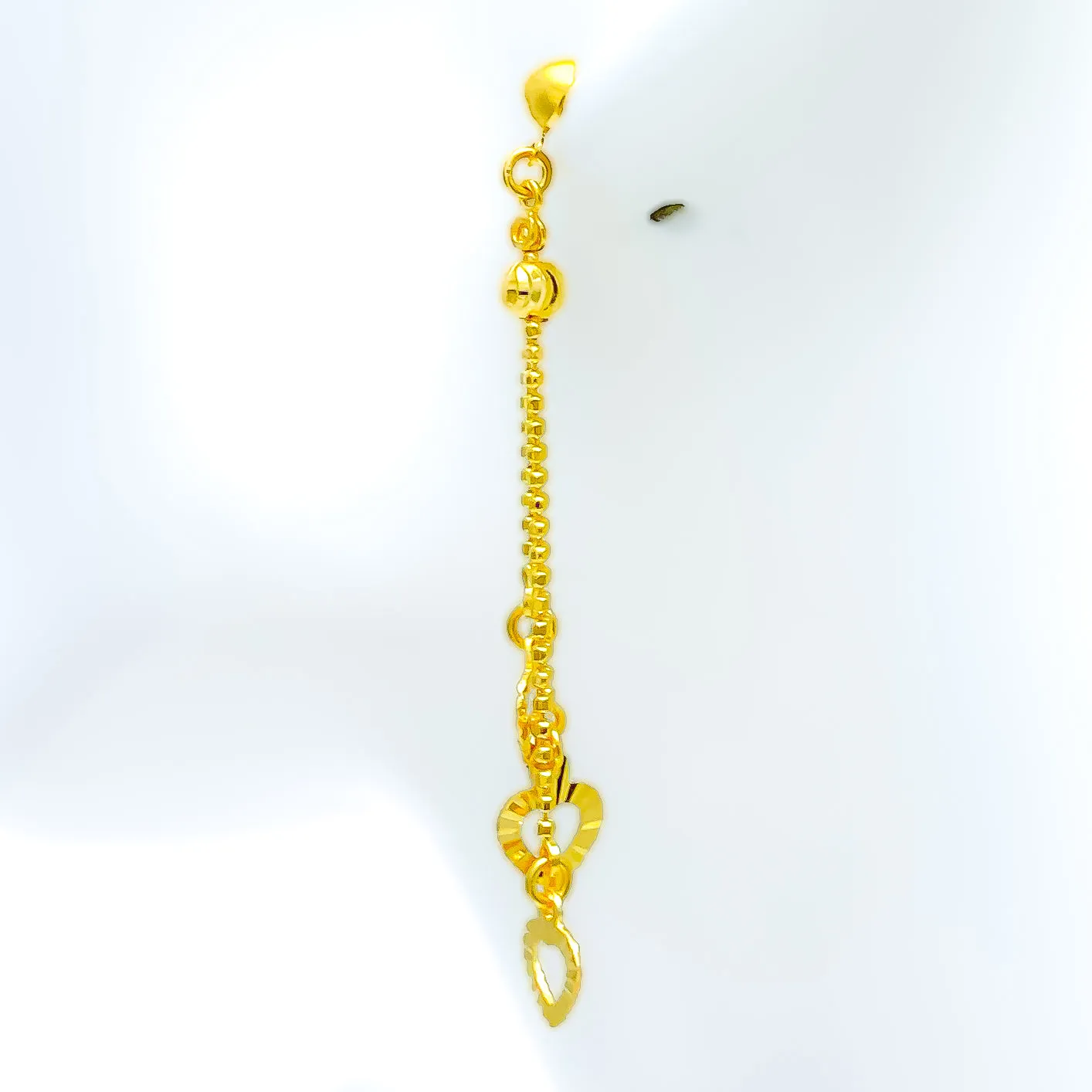 Attractive Dangling Heart 22k Gold Earrings