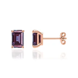 AVIANA - Emerald Alexandrite 18k Rose Gold Stud Earrings