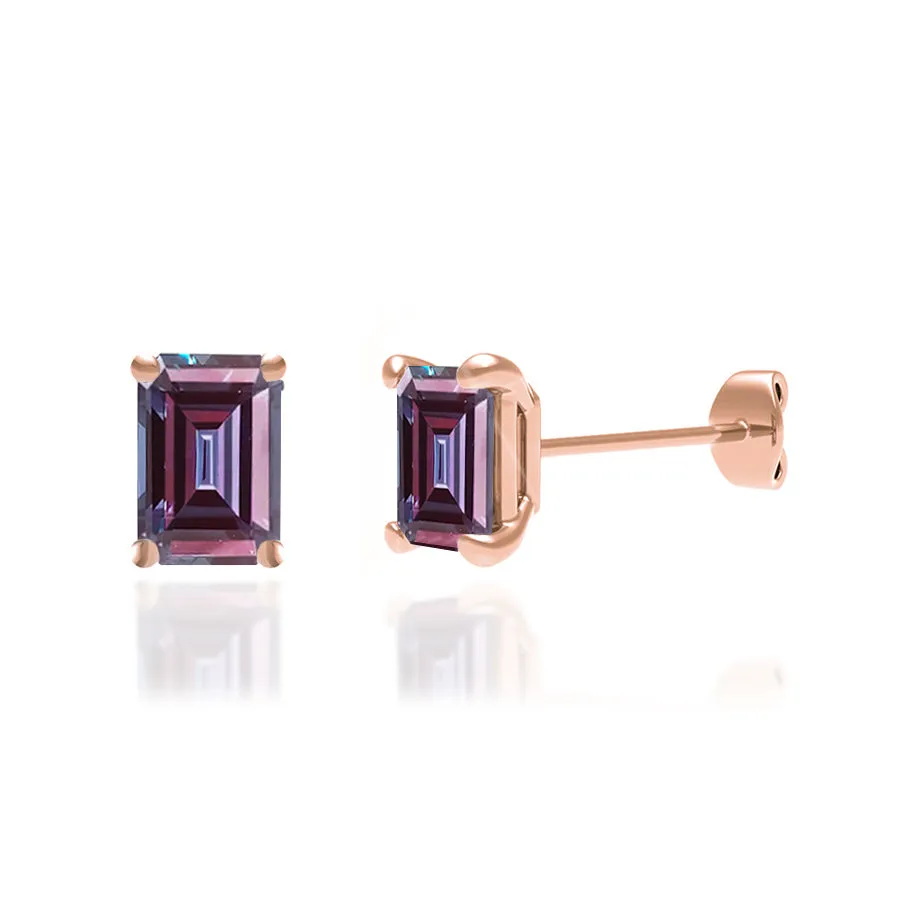 AVIANA - Emerald Alexandrite 18k Rose Gold Stud Earrings