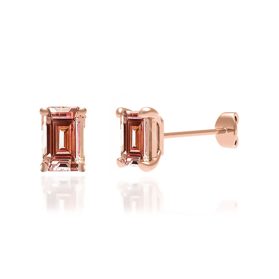 AVIANA - Emerald Champagne Sapphire 18k Rose Gold Stud Earrings