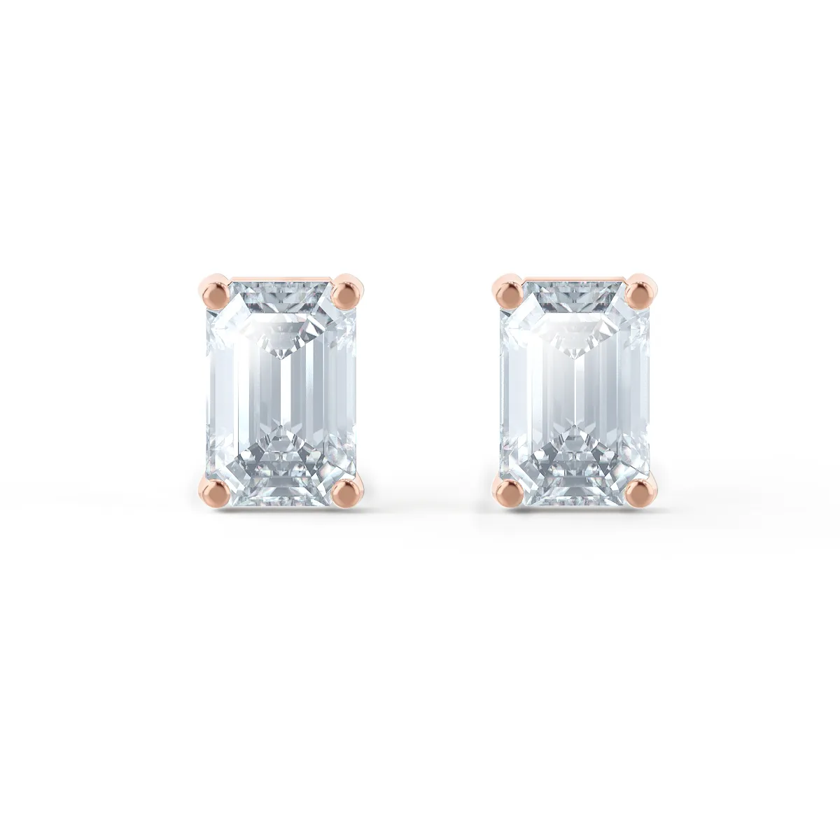 AVIANA - Emerald Moissanite 18k Rose Gold Stud Earrings