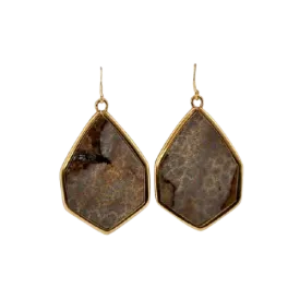 Barse Hexagonal Statement Earring-Fossilized Coral